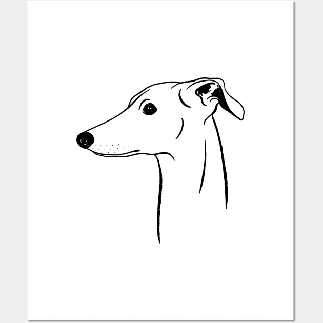 Italian Greyhound (Black and White) Wall Art by illucalliart